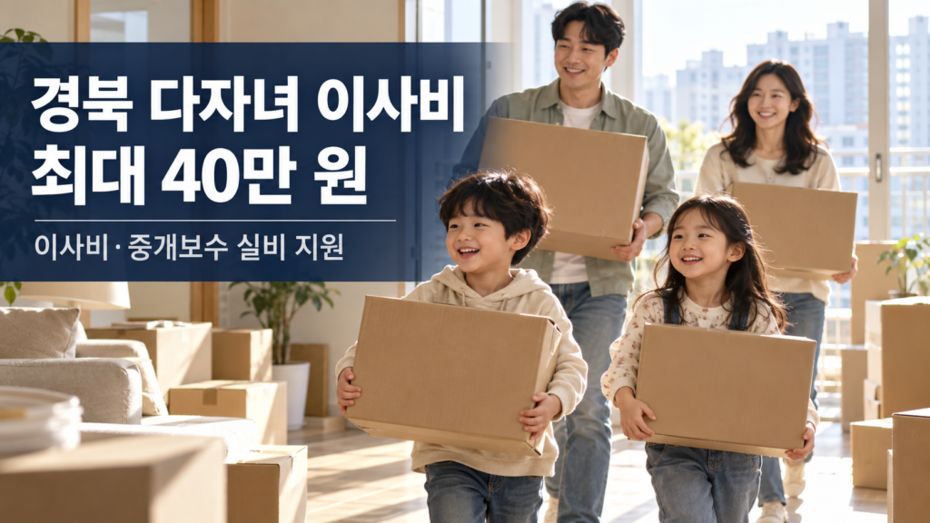 경북 다자녀 가정이 새집으로 이사하는 장면과 이사비 최대 40만 원 안내