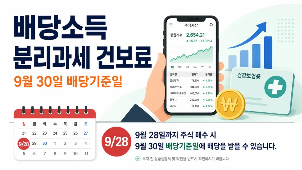 배당소득 분리과세 건보료 제외, 삼성전자 30조 배당 전 체크포인트의 핵심 내용을 보여주는 가로형 대표 이미지