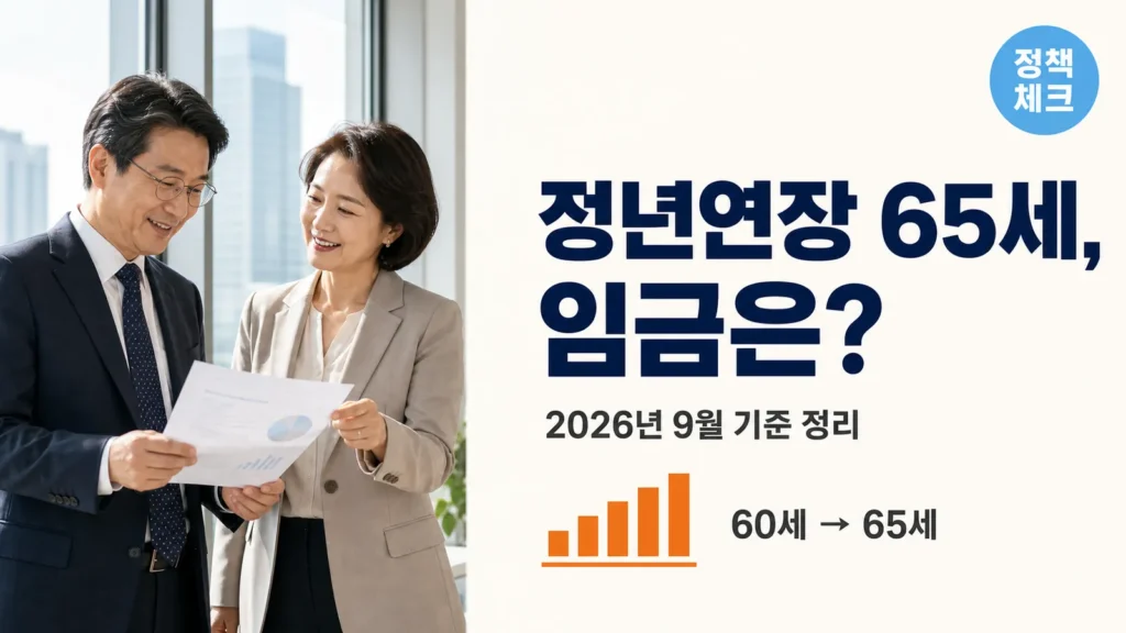 정부 발표 정년연장 법안 임금피크제 연계 방안 심층 분석 (2026년 9월 기준 총정리)의 핵심 내용을 보여주는 가로형 대표 이미지