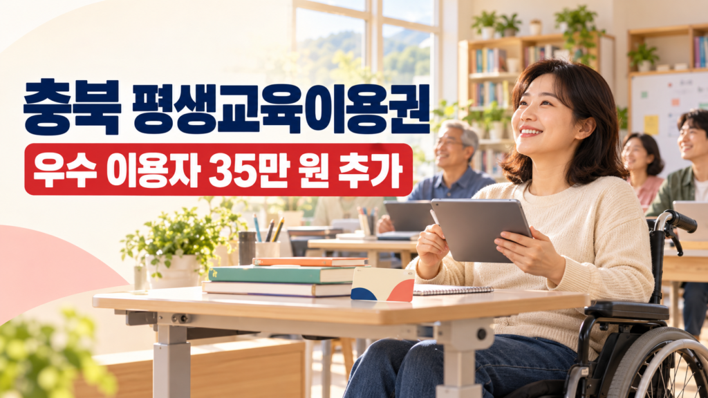 충북 장애인 평생교육이용권 우수 이용자 35만 원 추가 지원 안내
