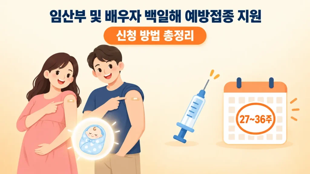 임산부 및 배우자 백일해 예방접종 지원, 용산구 신청 방법 총정리의 핵심 내용을 보여주는 가로형 대표 이미지