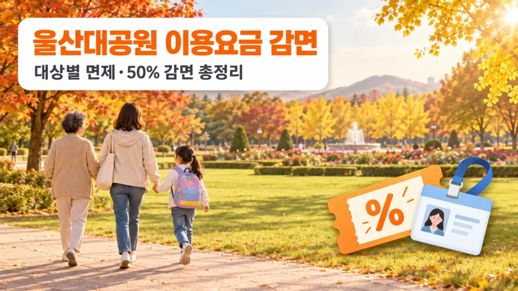 문화시설 이용요금 감면(울산대공원) 대상별 혜택 총정리 2026의 핵심 내용을 보여주는 가로형 대표 이미지