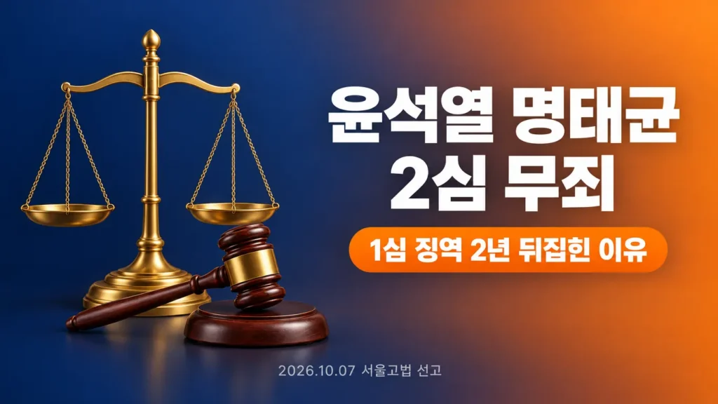 윤석열 명태균 2심 무죄, 1심 징역 2년 판결이 뒤집힌 이유의 핵심 내용을 보여주는 가로형 대표 이미지